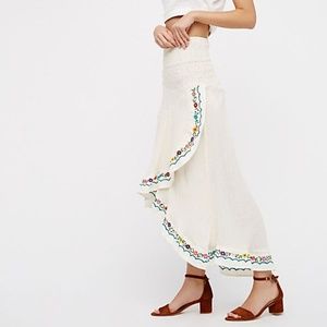 Free People Embroidered Floral Skirt